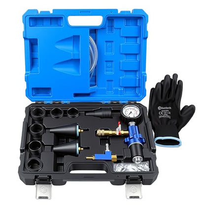 Kuntech Coolant Vacuum Refill Kit, Quick Airlift Coolant Refill Tool, Universal Adapters, Well-Sealed Cooling System Vacuum Purge & Refill Kit with Pressure Gauge for Most Vehicles