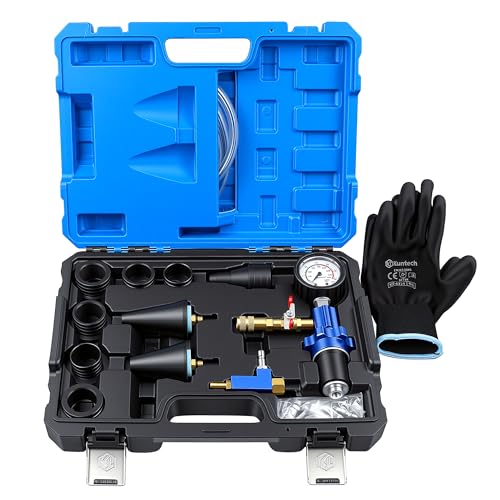 Kuntech Coolant Vacuum Refill Kit, Quick Airlift Coolant Refill Tool, Universal Adapters, Well-Sealed Cooling System Vacuum Purge & Refill Kit with Pressure Gauge for Most Vehicles