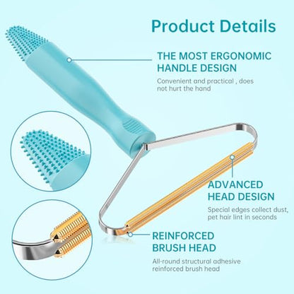 3-Pack Pet Hair Removal Tool,Dog Cat Hair Remover,Lint Shaver Cleaner Pro,Fur Removal Tool,Portable Carpet Scraper,Carpet Rake,Pet Hair Brush for Carpet,Clothes,Car Mats,Couch,Pet Bed,Furniture - color: Blue