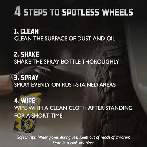Car Wheel and Tire Cleaner Spray, Brake Dust Remover, 3.38 Fl Oz | For trucks, SUVs and motorcycles; helps loosen road grime around rims and lugs for routine washes