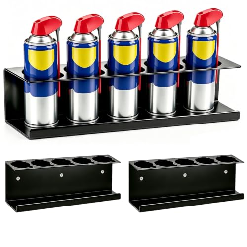 2 Pack Wall-Mounted Spray Bottle Holder, Heavy-Duty Steel Black Aerosol Can Storage Rack with 10 Holes, Spray Paint Can Organizer for Garage, Shop, Home, Tool Trailer & Service Truck - size: 2 Pack