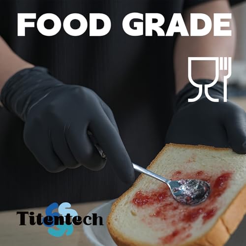 Disposable Nitrile Exam Gloves Black Cooking Gloves Disposable Food Safe 3mil 100PCS/BOX - color: Black 100 Medium
