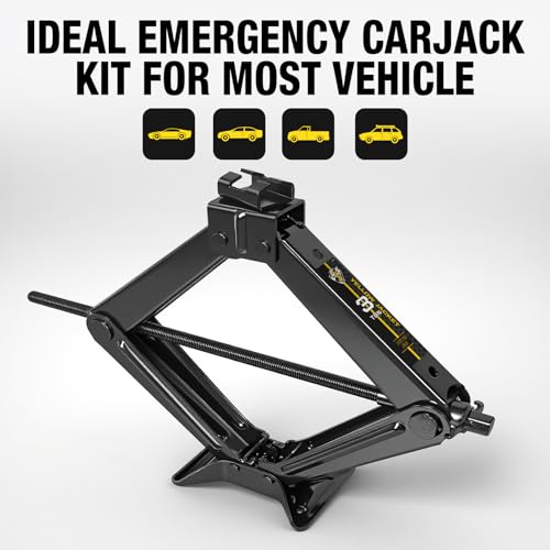 YELLOW JACKET Scissor Car Jack 3 Ton Tire Changing Kit with Lug Wrench, Emergency Kit Scissor Jack for Car - size: 3 TON