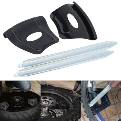 Windance 2pcs Heavy Duty Metal Steel Tire Iron Spoons Changing Tool Kit for Motorcycle/Scooter/Bicycle, Tyre Repair Lever Bar Set (2pcs Iron Spoons + 2pcs Rim Shields)