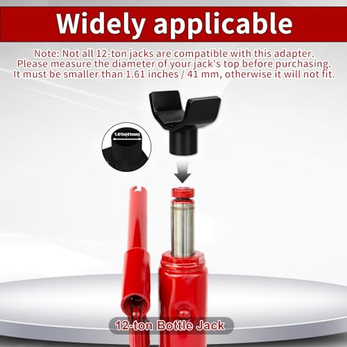 Bottle Jack Adapter - Universal Steel Adapter for Safe Jack Lift, Fits 1.61-Inch (41mm) or Smaller Bottle Jacks, Works with Round Axles (4.5" Max) & Square Axles (3.5" Max) - color: Black