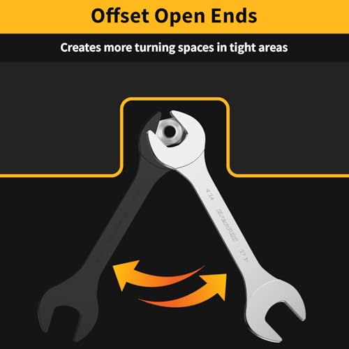 GRENPRO Thin Wrench Set (3mm Thickness) – 8PCS Carbon Steel Slim Wrenches for Tight Spaces, Metric 5.5mm-27mm, with Storage Pouch & Gauge - size: 8PCS Metric(3mm)