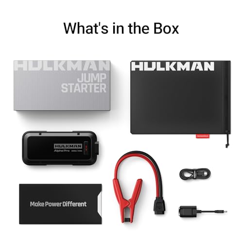 Hulkman Alpha Pro 2000A Jump Starter, 74Wh High-Capacity Car Battery Jump Starter, PD65W Fast Charging in & Out, 3.3" Smart Display Jump Box, 12V Jump Pack for 8.5L Gas/6.0L Diesel, Solid Black - style: 2000A · Up to 8.5L Gas