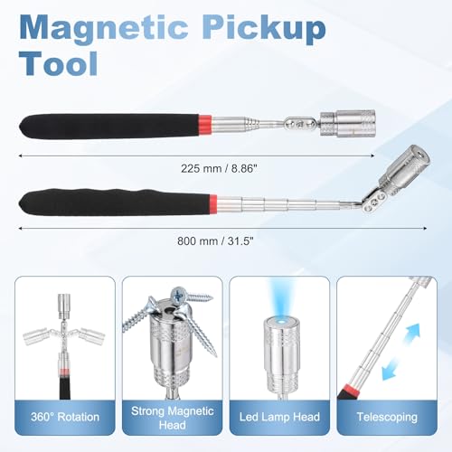 17Pcs Hook and Pick, Rotary Head Magnetic Pickup Tool Clip Pliers Plastic Pry Pieces Large Small Hook Pry Bar Gasket Scraper for Remove Hoses Gaskets Car Panel Fastener, Blue - color: Blue