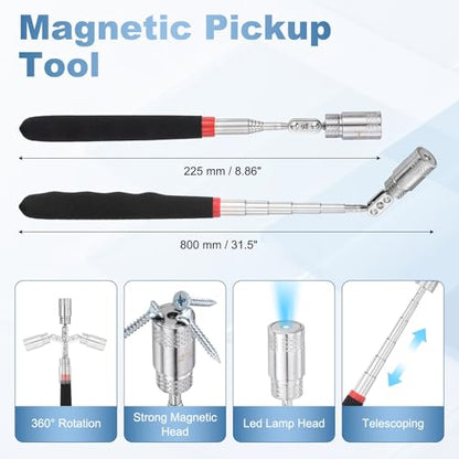 17Pcs Hook and Pick, Rotary Head Magnetic Pickup Tool Clip Pliers Plastic Pry Pieces Large Small Hook Pry Bar Gasket Scraper for Remove Hoses Gaskets Car Panel Fastener, Blue - color: Blue
