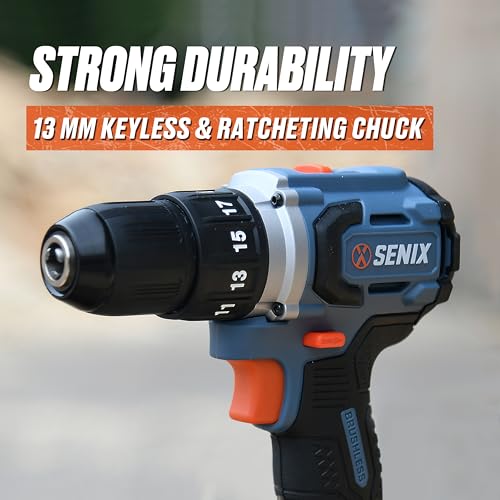 SENIX 20V Max Cordless Drill/Driver Set, Power Tool Kit, Brushless Motor, 1/2-Inch, 2 Variable Speed,Tool Only (PDDX2-M2-0) - style: Drill Tool Only