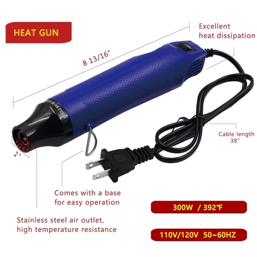 Wire Heat Shrink Tubing Kit + Mini Heat Gun for Shrink Tubing + 328pcs 2:1 Wire Shrink Wrap Tubing + for Wires,Shrink Wrap and Cable Repair. - size: Shrink Ratio 2:1