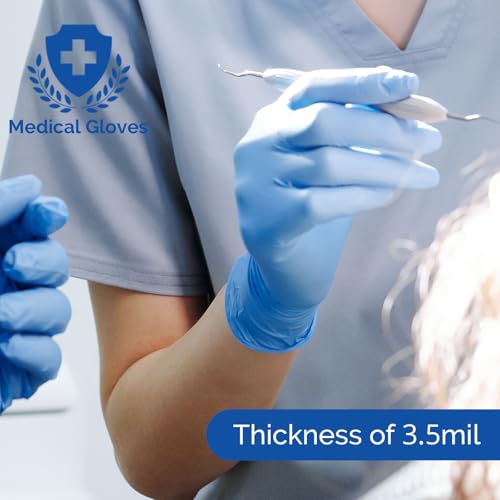 JMU Blue Nitrile Gloves Medium, 200 Count Disposable Medical Exam Gloves, 3.5 Mil, Latex Free & Powder Free - size: Medium