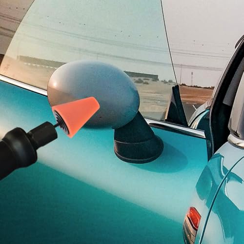 Garneck 3pcs Set Car Wheel Buffing Cone Polishing Sponge Pads in Sky, Amber, and Gold for Automotive Wheel Care with Drill Attachment