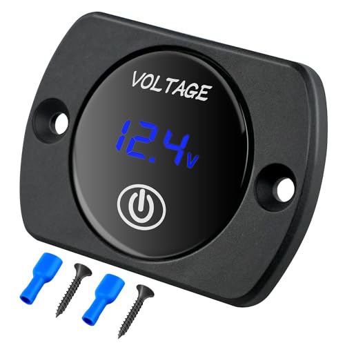 Nilight 12V LED Display Voltmeter with Touch Switch Digital Voltage Gauge Panel Meter Waterproof Battery Monitor Board 8-48V for Marine Boat Car Automotive Motorcycle Golf Cart - color: Blue w/Touch Switch