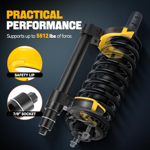 Auto Dynasty Strut Spring Compressor Kit, Universal Interchangeable Fork Strut Coil Extractor Remover Tool, Macpherson Strut Spring Compressor Kit with Protective Cap and Storage Case