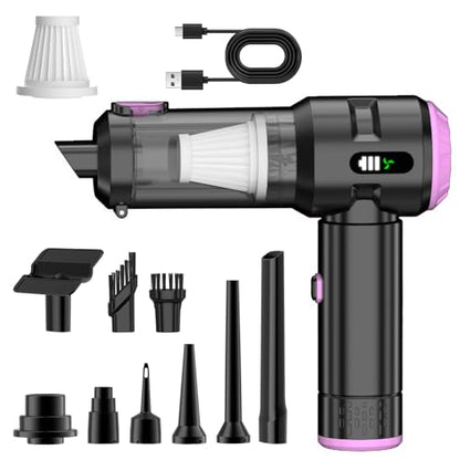 Wansimoo Handheld Car Vacuum Cleaner,25000PA Strong Cyclonic Suction Mini Vacuum Portable Cordless with Digital Display and One Touch Dust Removal for Car, Home, Office, Kitchen (Purple)