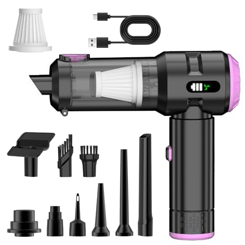 Wansimoo Handheld Car Vacuum Cleaner,25000PA Strong Cyclonic Suction Mini Vacuum Portable Cordless with Digital Display and One Touch Dust Removal for Car, Home, Office, Kitchen (Purple)