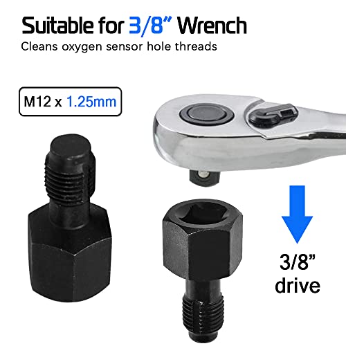 2PCS Oxygen Sensor Thread Chasers M18 x 1.5mm and M12 x 1.25mm thread chasers with 3/8” drive to clean and repair damaged threads