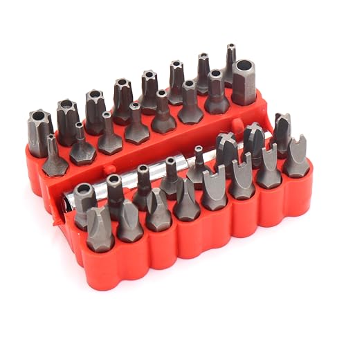 Castuvy 33 pcs Screwdriver Bit Set, Security Bit Tamper Proof Set of 1/4" Shank, Torx Screwdriver Bit, Star Screwdriver Bit with Holder