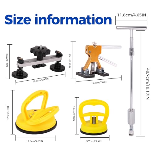 Car Dent Puller Kit,125 PCS Dent Repair Tool,Paintless Dent Removal with Golden Lifter,Bridge Puller,Slide Hammer T-Bar,Suction Cup Dent Puller for Auto Body Dents,Repairing Big and Dents, Dings - style: 125PCS