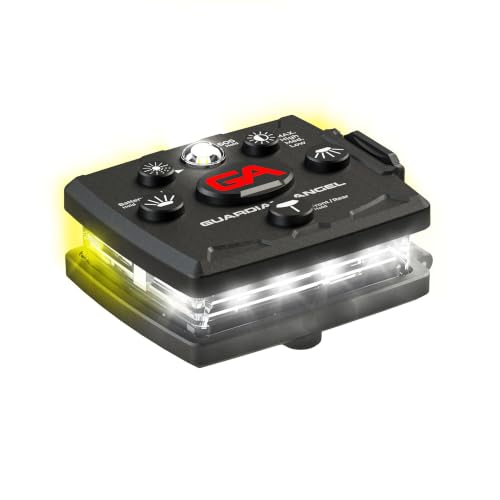 Guardian Angel Micro Safety Light - White Front & Yellow Rear | Beacon Device. Rechargeable, magnetic, hands-free wearable & mountable. For Dog Walking, Running, Hiking, Camping & More. - color: White/Yellow