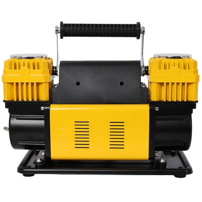 12V Dual Cylinder Heavy Duty Air Compressor,Tire Inflator with Pressure Gauge, Max 150 PSI,Tire Inflator Air Pump for Car, SUV, RV, Truck