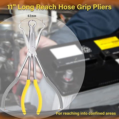 SPEEDWOX Long Reach Hose Grip Pliers 11 Inches Ring Nose 3/5 Inch Diameter Offset Spark Plug Boot Removal Serrated Jaws for Hard to Reach Narrow Spaces - style: Circle