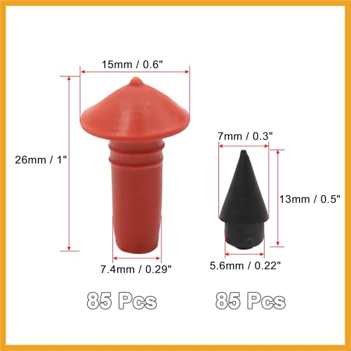 170Pcs Car Universal Mushroom Shaped Tire Repair Insert Plugs Red Black Replacement