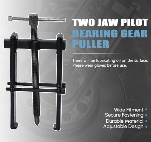 Hypertune Universal Two Jaw Pilot Bearing Gear Puller Bearing Gear Remover Tool Carbon Steel Adjustable Pump Pulley Remover Hand Tool Removal Kit Straight Type, 3''(38x65mm) - size: 3inch(38*65mm)