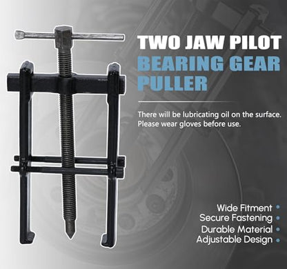 Hypertune Universal Two Jaw Pilot Bearing Gear Puller Bearing Gear Remover Tool Carbon Steel Adjustable Pump Pulley Remover Hand Tool Removal Kit Straight Type, 3''(38x65mm) - size: 3inch(38*65mm)