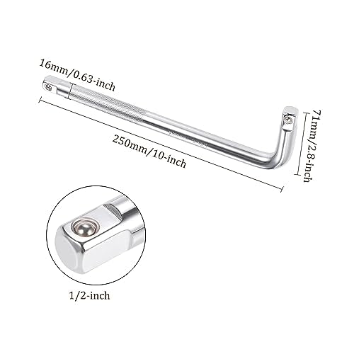 2pcs Breaker Bar - [1/2 Inch Drive] L Shape Socket Wrench Extension for Car Mechanical Equipment Repair Use, CR-V Steel