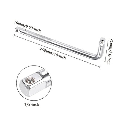 2pcs Breaker Bar - [1/2 Inch Drive] L Shape Socket Wrench Extension for Car Mechanical Equipment Repair Use, CR-V Steel