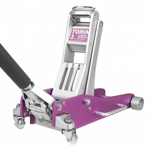Torin AT830003XLP Aluminum Floor Jack with Dual Piston Quick Lift: Floor Jack with Quick Lift Pump, 3 Ton (6,000 lb) Capacity, Pink - color: Pink, size: 3 Ton (6,000 lb), style: Aluminum