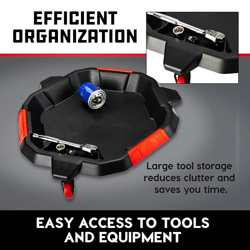 Powerbuilt 2-in-1 2 Gallon Oil Drain Caddy, Tool Creeper, Drain Pain - Red Black 642964ECE
