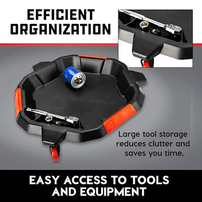 Powerbuilt 2-in-1 2 Gallon Oil Drain Caddy, Tool Creeper, Drain Pain - Red Black 642964ECE