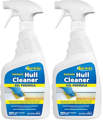 STAR BRITE Instant Hull Cleaner - 32 Oz Gel Spray - Easily Remove Stains,Scum Lines & Grime on Boat Hulls,Fiberglass,Plastic & Painted Surfaces - Easy to Use Formula (096132),(Pack of 2) - size: 32 Fl Oz (Pack of 2)