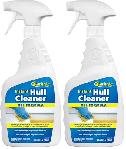 STAR BRITE Instant Hull Cleaner - 32 Oz Gel Spray - Easily Remove Stains,Scum Lines & Grime on Boat Hulls,Fiberglass,Plastic & Painted Surfaces - Easy to Use Formula (096132),(Pack of 2) - size: 32 Fl Oz (Pack of 2)
