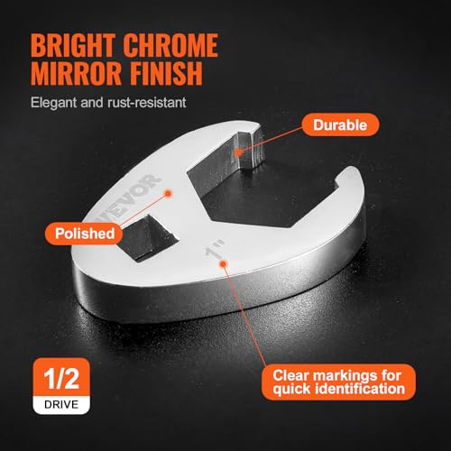 VEVOR 3/8" Drive Crowfoot Wrench Set with 2 Extension Bars, SAE 3/8"-1" and Metric 10-22 mm, CR-MO Steel Crowfoot Wrench Set, 24-Piece Crows Foot Wrench Set,with EVA Tool Organizer