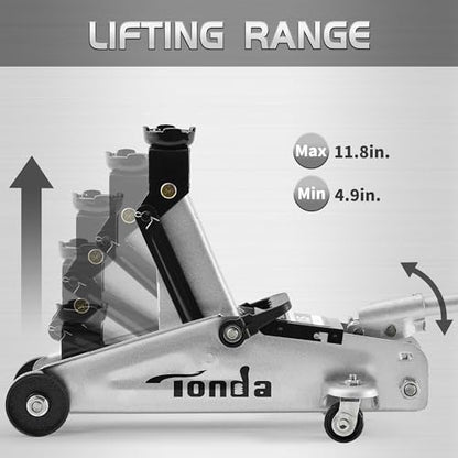 TONDA Floor Jack, Hydraulic Portable Car Lift Jack, 1.5 Ton (3,000 lb) Capacity for Sedan and Coupe (Silver) - color: 1.5T Silver
