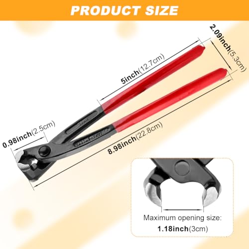 Ear Clamp Pliers Hose Clamp Crimping Tool for Hose Fuel Lines | Single-Ear, Double-Ear, Stepless Support; Slim Head for Tight Engine Bays; Cast Iron Build; PVC-Dipped Handles
