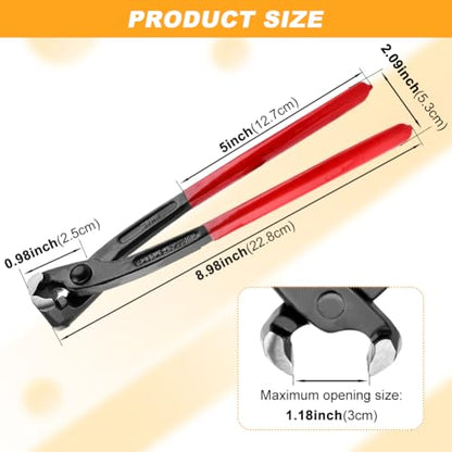 Ear Clamp Pliers Hose Clamp Crimping Tool for Hose Fuel Lines | Single-Ear, Double-Ear, Stepless Support; Slim Head for Tight Engine Bays; Cast Iron Build; PVC-Dipped Handles
