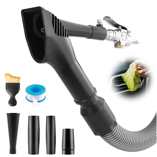 GOCCIDA 2IN1 Tornado Car Cleaning Gun & Vacunm Gun with Ergonomic Grip | Multifunctional Car Cleaning Kit with Metal Nozzle,Extractor Vacuum Set Quickly Blasts Dirt and Dust from Surface with Air - color: silver