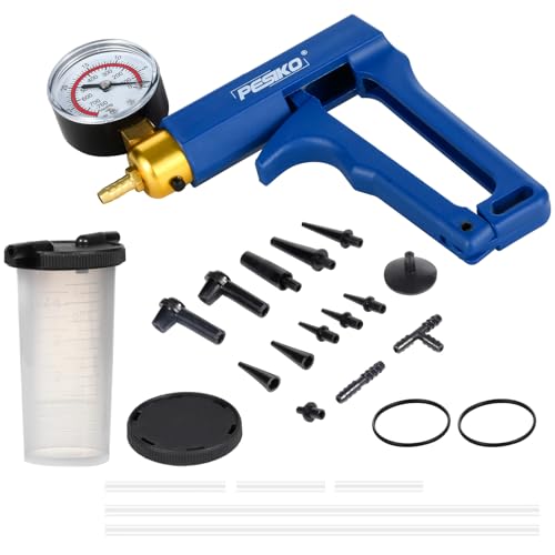 Hand Vacuum Pump Brake Bleeder Kit Fluid Extractor Pump Vacuum Gauge | 2 in 1 Vacuum Pump Automotive, Motorcycle, Car, Truck Brake Fluid Tester - color: Red