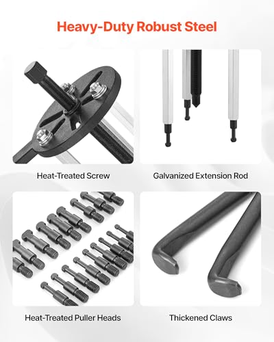 VEVOR 21-in-1 Bearing Puller Set, 21 PCS 3-Jaw Hook Puller for Internal External Bearings and Bearing Without Inner Shaft, Multifunctional Bearing Removal Tool with Heavy Duty Portable Storage Case