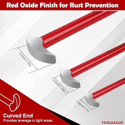 TOOLEAGUE 3Pcs Rolling Head Pry Bar Set,6",12",16" Heavy Duty Pry Bars | Hand Tool for Garages,Machinery Aligning & Prying, Red - size: 6",12",16"