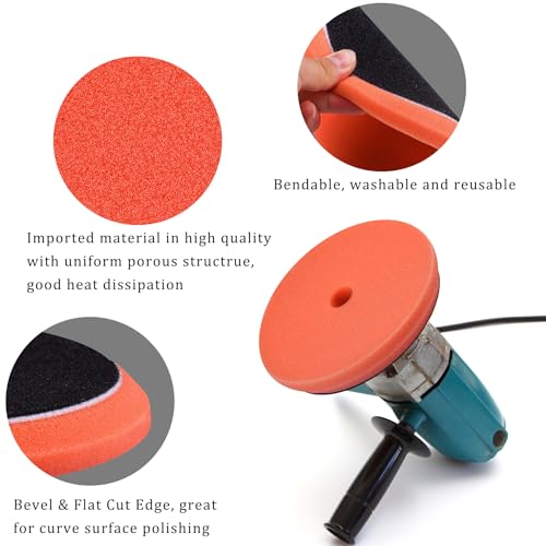 SIQUK 4 Pieces Buffing Polishing Pads 6 Inch Orbital Buffer Pads Hook and Loop Buffing Pads Polisher Pads Car Buffing Foam Pad for Compounding, Polishing and Waxing - size: 6 Inch