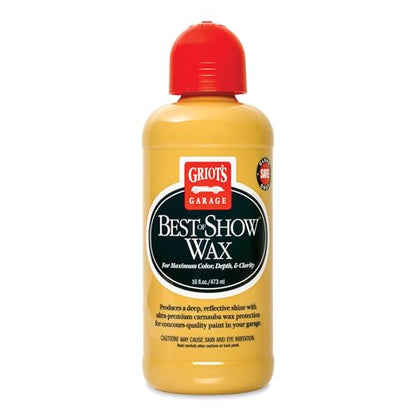 Griot's Garage Best of Show Wax for Car Detailing and Polishing, Carnauba-Packed Wax Coating for High-Gloss Shine and Paint Protection, 11171, 16oz