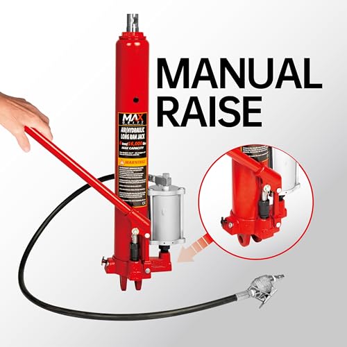 8-Ton (16,000 lb) Quick Lift with Air Pump&Clevis Base Long Ram Hydraulic Bottle Jack for Engine Cranes, Engine Lift Hoists with Handle - size: 8 Ton with Air Pump