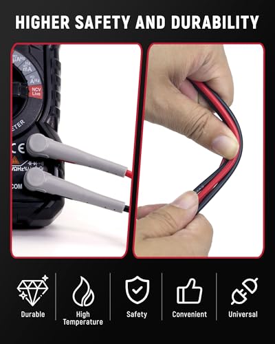 KAIWEETS Silicone Multimeter Test Leads with Gold-Plated Probes, 48 inch Long, CAT III 1000V CAT IV 600V 20A, Compatible with Volt Clamp Meter Electrical Testing Tools