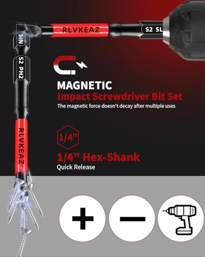 10-PCS 3" Long Magnetic Screwdriver Bits Set: Phillips Bits #1/#2/#3 & Slotted Head - S2 Alloy Steel, 1/4" Hex Shank for Impact Driver, Power Drill - Pro & DIY - style: 3'' slotted phillips bit 10pcs